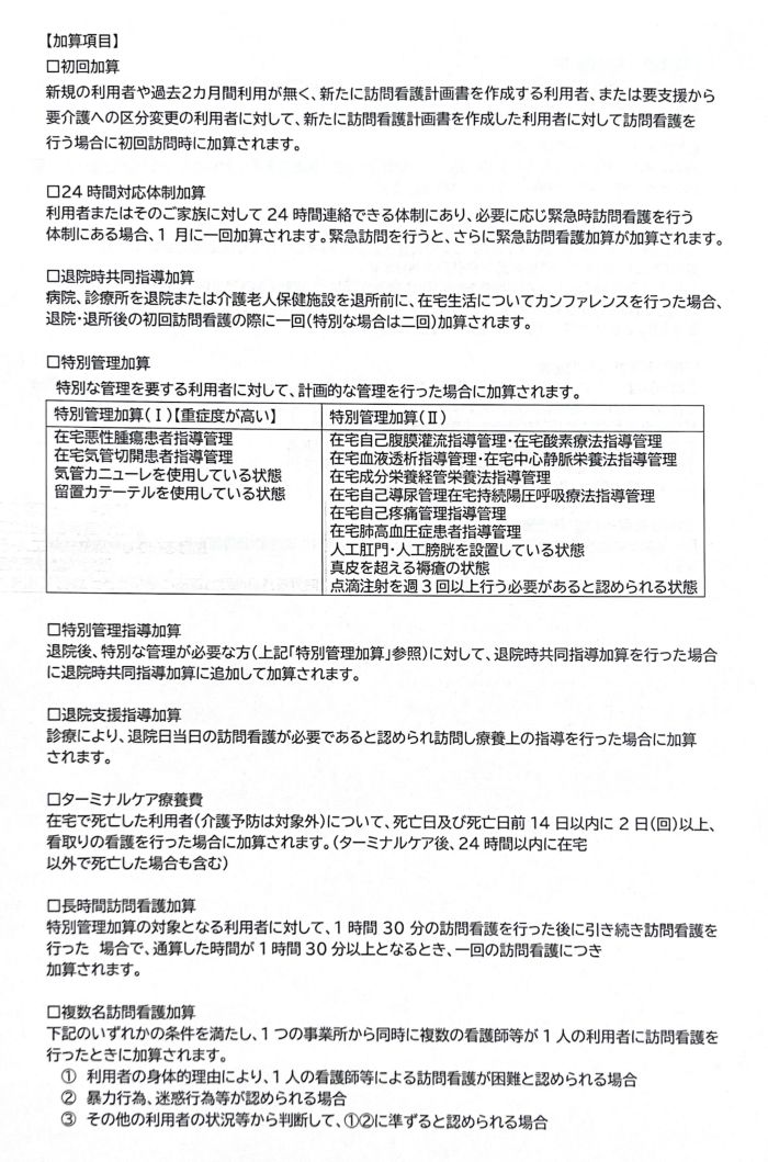 訪看価格表